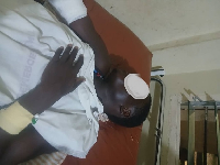 The victim on a hospital bed