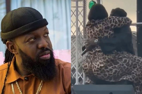 The incident happened midway through his performance