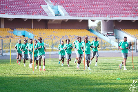 Players of the Black Stars training at the Accra Sports Stadium
