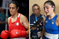 Alleged trans boxer Imane Khelif (left) and Italian female boxer Angela Carini (right)