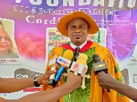 Dr. Redeemer Amegbo-Dela speaking to the media after the event