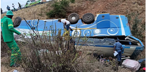 The passenger bus veered off the N1 highway and plunged down an embankment