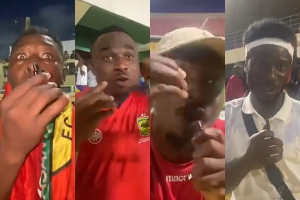 A photo collage of Asante Kotoko fans celebrating victory over Hearts of Oak