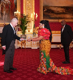 UK Ambassador Sabah Zita Benson turns heads in kente at St James’s Palace