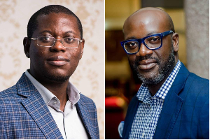 Bright Simons (L) has been sued by Stratcon Energy boss (R) over defamation claims