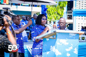 Emelia Denutsi headmistress of the school addressing the event