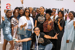 Juliet Ibrahim with some of the ladies to be trained