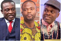 Manasseh Azure Awuni (M) explains why he believes Martin Kpebu (R) over Kissi Agyebeng’s (L) OSP