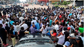 Supporters of opposition party stage an anti-government demonstration in Kinshasa
