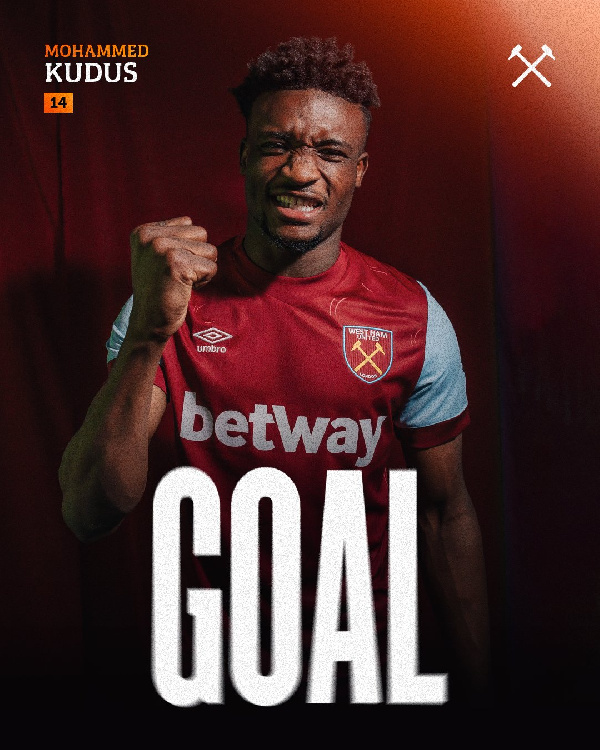 Watch Mohammed Kudus Powerful First Goal For West Ham 