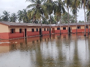 A flooded school in Ketu South Municipality