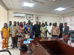 Dr Clement Apaak together with members of TEWU-TUC, FUSSAG, GTEC and FWSC