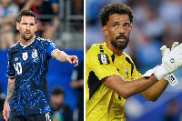 Lionel Messi and Cape Verde goalie Vozinha