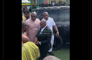 President Akufo-Addo in a handshake with Effutu MP, Afenyo-Markin