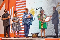 Ing. Harriette Amissah-Arthur, (green) receiving the award