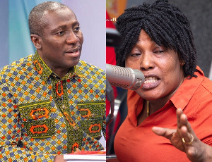 Nana Yaa Jantuah (R) says she can give birth to Afenyo-Markin (L) after he called her a 'nobody'