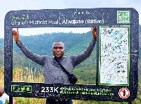 Journalist, Dela Ahiawor at the top of Mt. Afadja