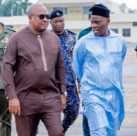 President John Dramani Mahama with the Minister of Education, Haruna Iddrisu