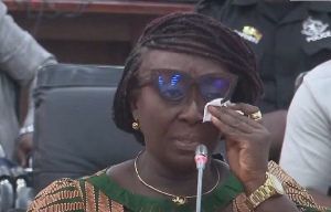 Dzifa Gomashie captured in tears while recounting incidents from the chaotic ministerial vetting