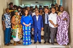 Prof Mike Oquaye (middle), Ambassador Johanna Svanikier (3rd left), Rev Johnnie Oquaye (3rd right)