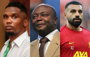 L-R: Samuel Eto'o, Abedi Pele and Mohammed Salah