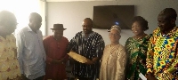 Callistus Mahama Abukari receiving the donation on behalf of John Dramani Mahama