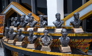 A sculptures of the 16 kings of the Asante Kingdom