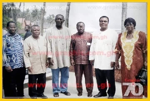 Kufuor and Akufo-Addo are seen in the middle as Atta Mills is spotted in the background
