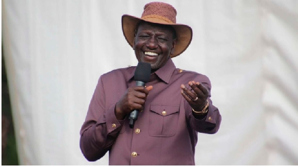 President William Ruto addresses people in Nyeri County, Kenya on February 15, 2024.