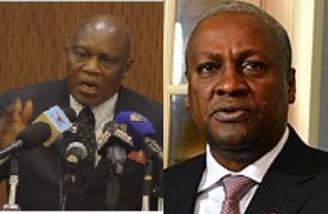 Justice William Atuguba (left) and former President John Dramani Mahama