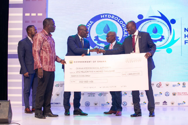 Kojo Oppong Nkrumah (middle) with other dignitaries during the launch