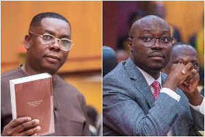 Dr Cassiel Ato Forson (R) has taken a swipe at Dr Gideon Boako (L) over claims on the economy