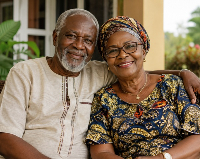 Photo of a retiree couple. AI generated.