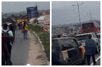 Heavy traffic builds up at Ofankor following the multiple vehicle crash