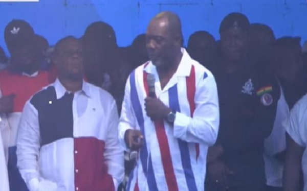 Dr. Matthew Opoku Prempeh addressing a rally during his unveiling