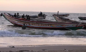 Boats are shown near the beach, in Barra, Gambia, after at least 62 people died on December 4, 2019