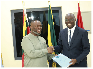 Kenneth Gilbert Adjei (L) with Dr Cassiel Ato Forson (R)
