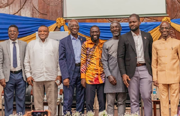 Participants in group photograph with organiser, Nii Marmah Boye after the forum held in Accra