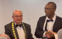 Ghana’s first aerospace medicine specialist, Dr Issaka Yakubu Akparibo (R), during his induction