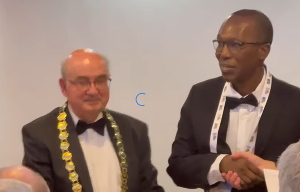 Ghana’s first aerospace medicine specialist, Dr Issaka Yakubu Akparibo (R), during his induction