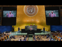 Ghana President John Dramani Mahama addresses the 80th session of the United Nations Gen Assembly