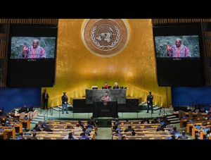 Ghana President John Dramani Mahama addresses the 80th session of the United Nations Gen Assembly
