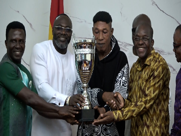 Speaker Alban Bagbin received the 2025 Democracy Cup trophy on August 22