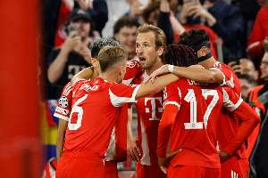 Bayern Munich players celebrating their emphatic victory over Chelsea