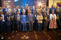 A photo of NDC flagbearer, John Dramani Mahama and the awardees a