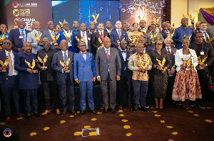 A photo of NDC flagbearer, John Dramani Mahama and the awardees a