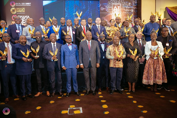 A photo of NDC flagbearer, John Dramani Mahama and the awardees a