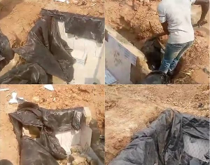 Photos of the grave dug by the family of the seven-year old boy
