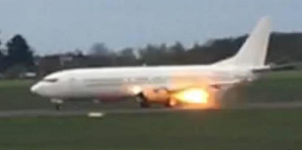 The plane carrying Arsenal Women's team catches fire