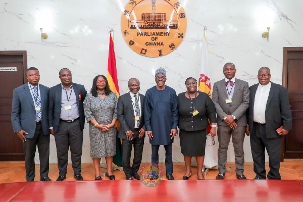 Speaker of Parliament, Alban Bagbin [5th from left], others in a group photograph